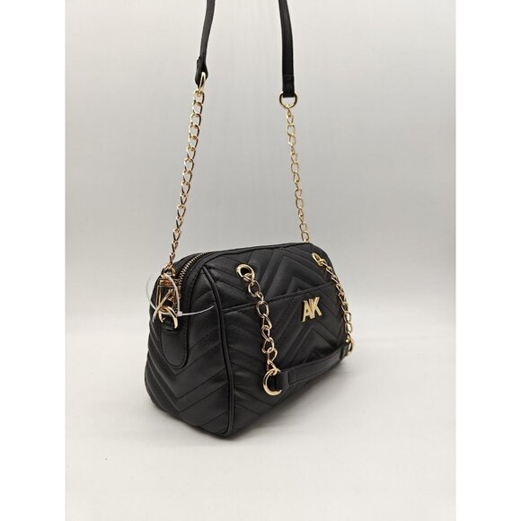 Anne Klein Quilted Faux Leather Double Handles Mini Crossbody - Black - Picture 4 of 9